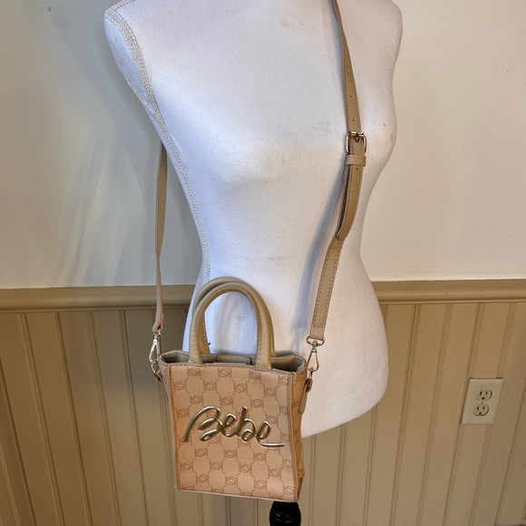Bebe Gianna Monogram Mini Crossbody with Top Handle Trendy - Picture 1 of 9